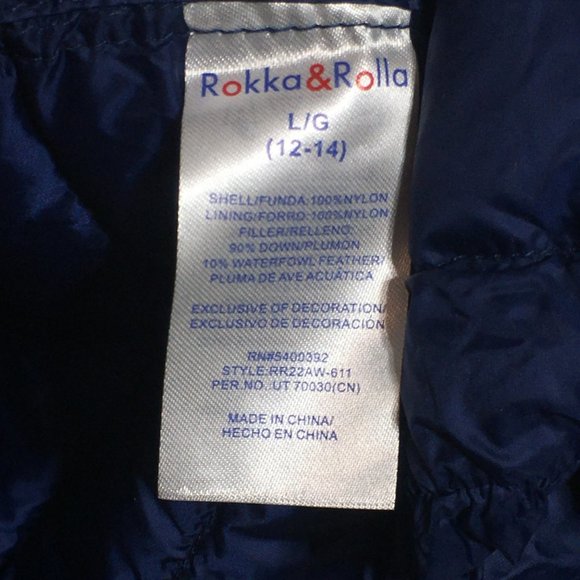 Rokka&Rolla Women's L 12-14 Navy Blue Lightweight Packable Down Puffer Jacket - Picture 13 of 15